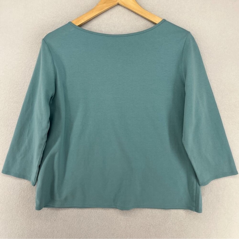 Eileen Fisher Round Neck 3/4 Sleeve 100% Cotton Ocean Blue Tee Shirt, Women’s XL - Picture 16 of 16